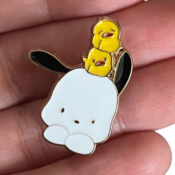 Kawaii Chibi Pooch and Chicks Dog Baby Birds Stack Enamel pin - Picture 3 of 8